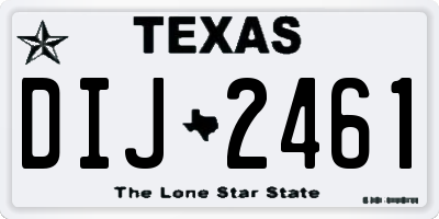 TX license plate DIJ2461