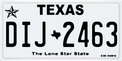 TX license plate DIJ2463