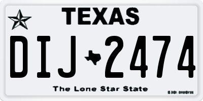TX license plate DIJ2474