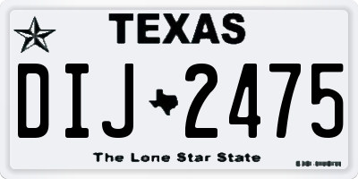 TX license plate DIJ2475