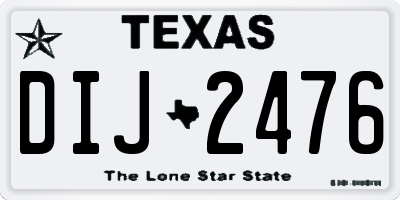 TX license plate DIJ2476