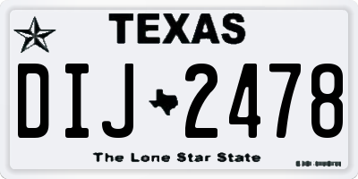 TX license plate DIJ2478