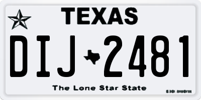 TX license plate DIJ2481