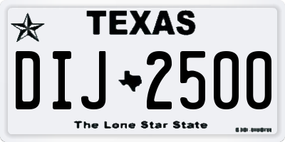 TX license plate DIJ2500