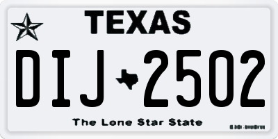 TX license plate DIJ2502