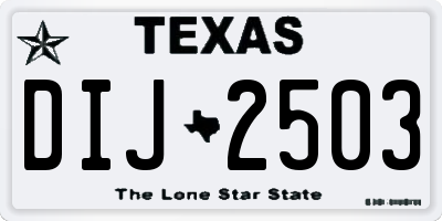 TX license plate DIJ2503