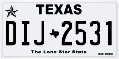TX license plate DIJ2531