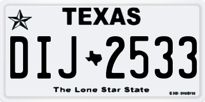 TX license plate DIJ2533