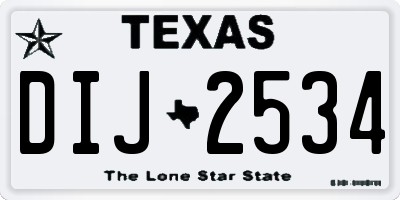 TX license plate DIJ2534