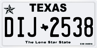 TX license plate DIJ2538