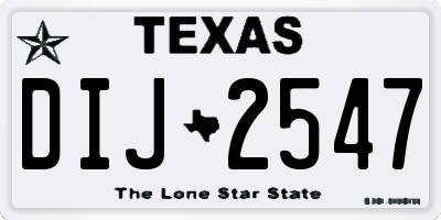 TX license plate DIJ2547