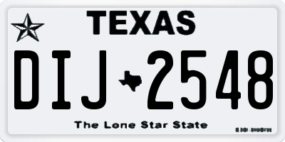 TX license plate DIJ2548