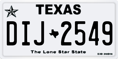 TX license plate DIJ2549
