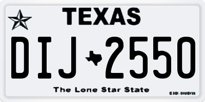 TX license plate DIJ2550