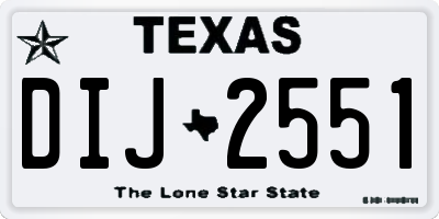 TX license plate DIJ2551
