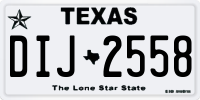 TX license plate DIJ2558