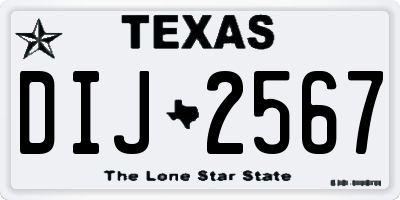 TX license plate DIJ2567