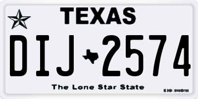 TX license plate DIJ2574