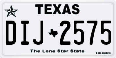 TX license plate DIJ2575