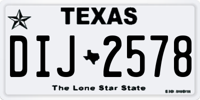 TX license plate DIJ2578