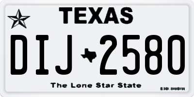 TX license plate DIJ2580