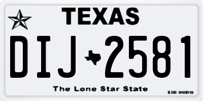 TX license plate DIJ2581
