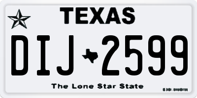 TX license plate DIJ2599