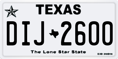 TX license plate DIJ2600