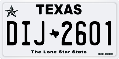 TX license plate DIJ2601
