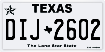 TX license plate DIJ2602