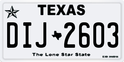 TX license plate DIJ2603