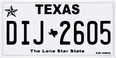 TX license plate DIJ2605