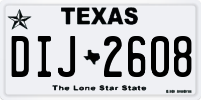 TX license plate DIJ2608