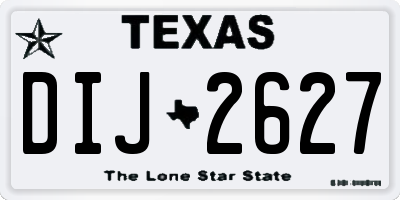 TX license plate DIJ2627