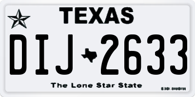 TX license plate DIJ2633