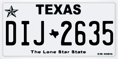TX license plate DIJ2635