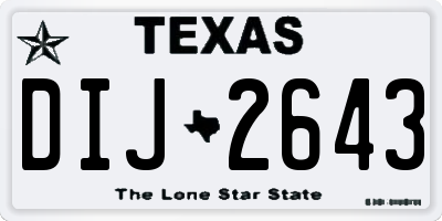 TX license plate DIJ2643