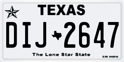 TX license plate DIJ2647