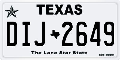 TX license plate DIJ2649