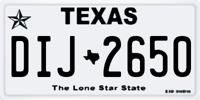 TX license plate DIJ2650