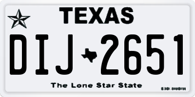 TX license plate DIJ2651