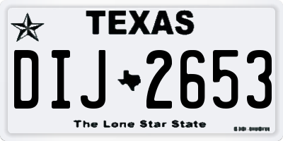 TX license plate DIJ2653