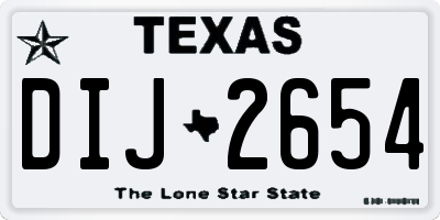 TX license plate DIJ2654
