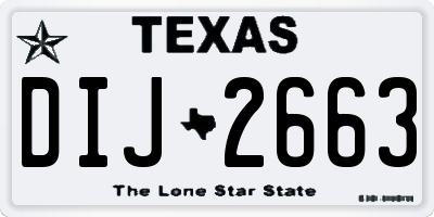 TX license plate DIJ2663