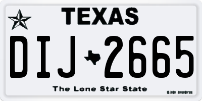TX license plate DIJ2665