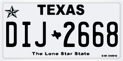 TX license plate DIJ2668