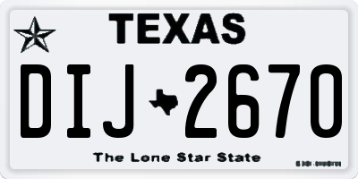 TX license plate DIJ2670