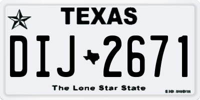 TX license plate DIJ2671