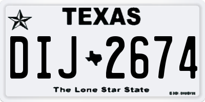 TX license plate DIJ2674