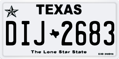 TX license plate DIJ2683